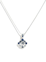 Peruvian Chakana Spiral Pendant Necklace - 950 Sterling Silver Shell Inlay