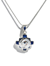 Peruvian Chakana Spiral Pendant Necklace - 950 Sterling Silver Shell Inlay