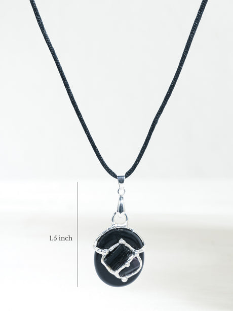 Protection Black Tourmaline Gem Drop Pendant Polished Tourmaline Dimension | js28-AG15