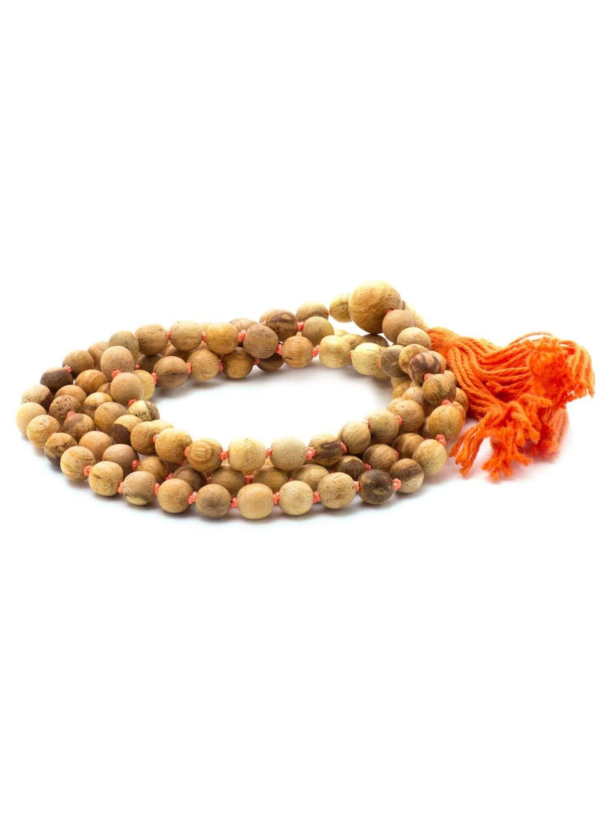Malas Orange Palo Santo Wood Prayer Bead Mala Knotted | j0432-Orange