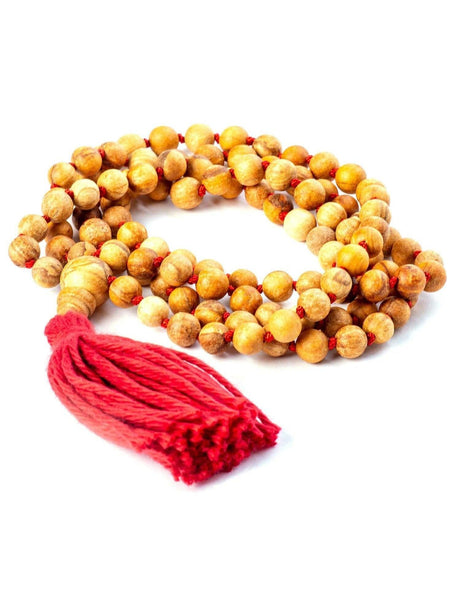 Malas Red Palo Santo Wood Prayer Bead Mala Knotted | j0432-Red