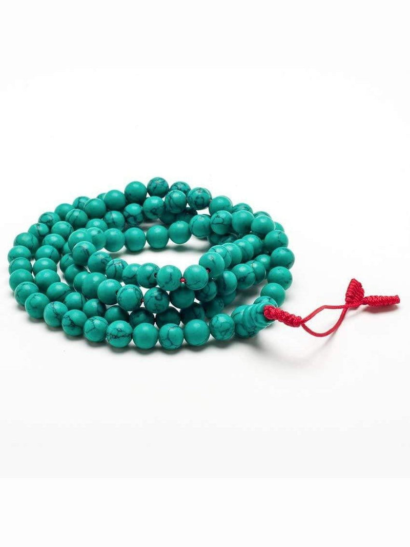 Tibetan Faux Turquoise Prayer Bead Mala - 108 Beads