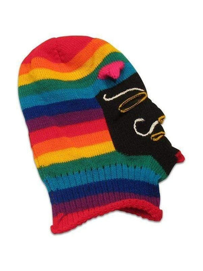 Masks Black Face Knitted Mask - Waq'ollo - Rainbow Stripe