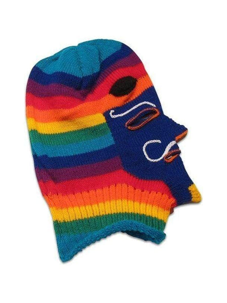 Masks Blue Face Knitted Mask - Waq'ollo - Rainbow Stripe