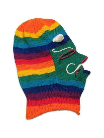 Masks Green Face Knitted Mask - Waq'ollo - Rainbow Stripe