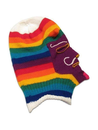 Masks Purple Face Knitted Mask - Waq'ollo - Rainbow Stripe