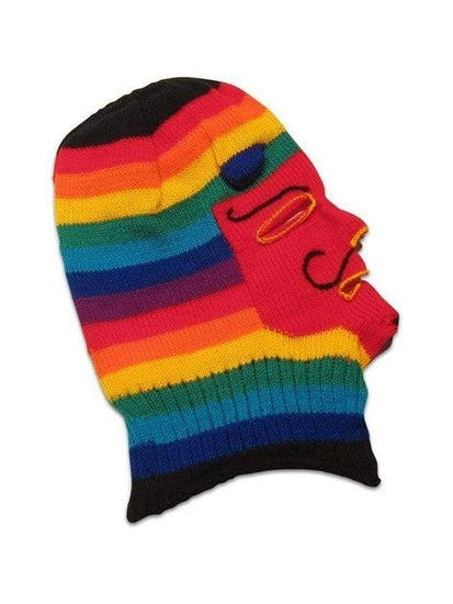 Masks Red Face Knitted Mask - Waq'ollo - Rainbow Stripe