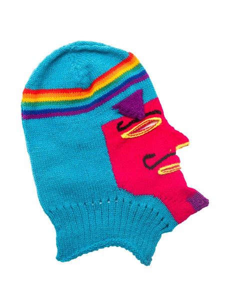 Masks Solid Turquoise / Magenta Face Knitted Mask - Waq'ollo - Rainbow Stripe