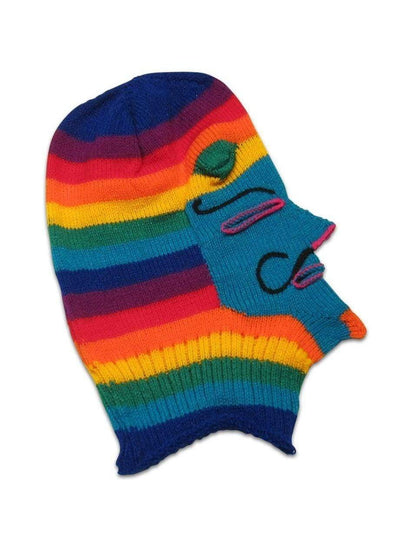 Masks Turquoise Face Knitted Mask - Waq'ollo - Rainbow Stripe