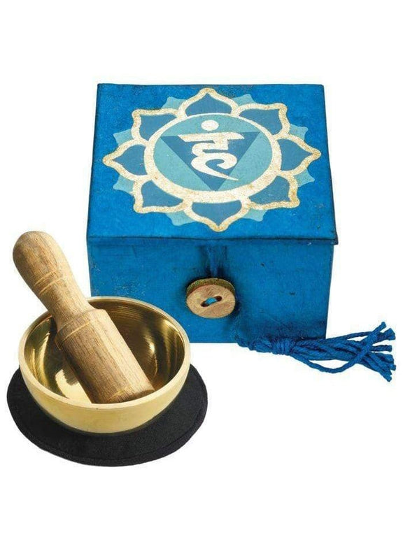 Throat Chakra Mini Meditation Bowl in Gift Box | tc-90 | Shamans Market