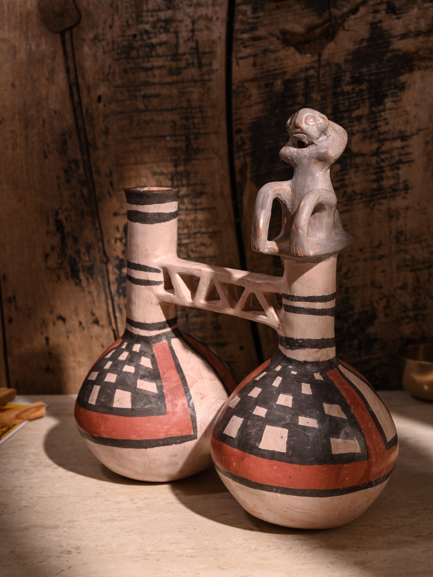 Huaco Silbador-Peruvian Whistling Vessel - Monkey | mmwv026-Coral 1