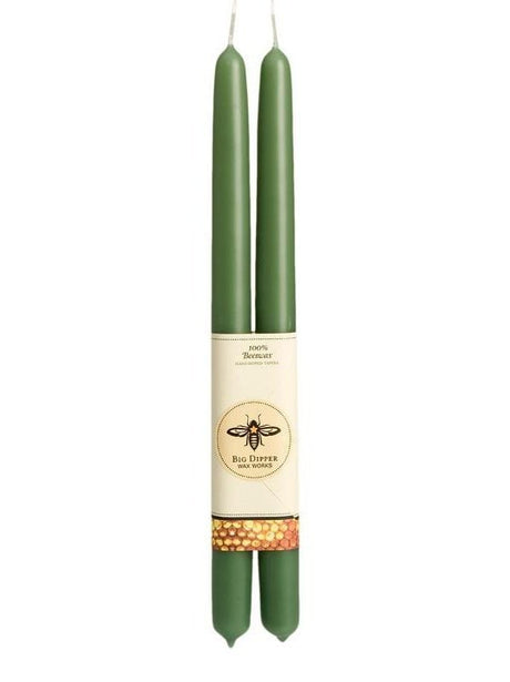 Moss Beeswax Hand Dipped 12" Tapers