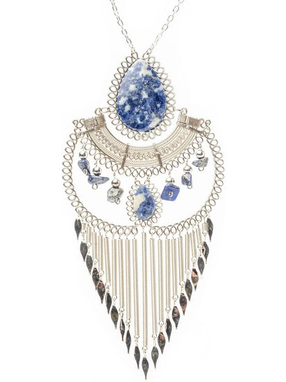 Necklaces Lapis Lazuli Stones Alpaca Silver & Peruvian Teardrop Necklace