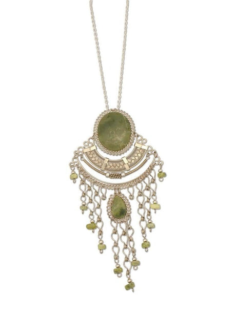 Necklaces Oval Alpaca Silver Choker Teardrops & Stones