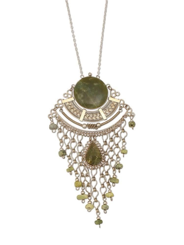 Necklaces Round Alpaca Silver Choker Teardrops & Stones