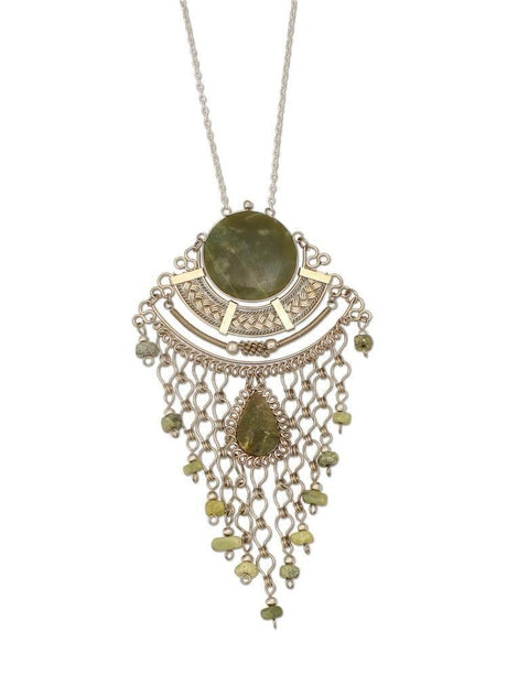 Necklaces Round Alpaca Silver Choker Teardrops & Stones
