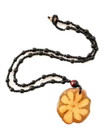 Shipibo Amazon Seed Bead Necklace w/ Ayahuasca Vine Pendant DISCOUNTED/2nds