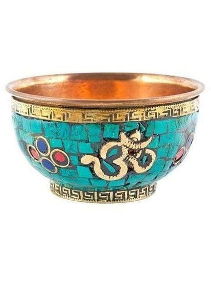 Offering Bowls Copper Inlay Stone Mosaic Om Offering Bowl