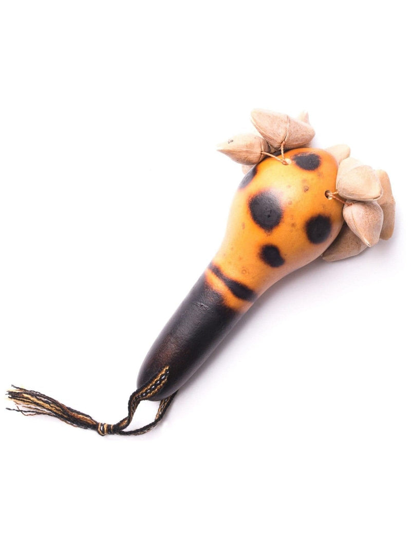 Shamanic Gourd Shaker Rattle - 25cm Long, Hand-Carved & Pyrogravure Decor, Percussion Instrument For Music & Ritual