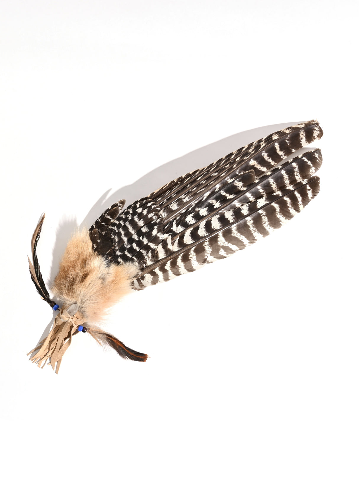 Sacred Prayer Feather Fan with Quartz | si0519-Narrow-Beige