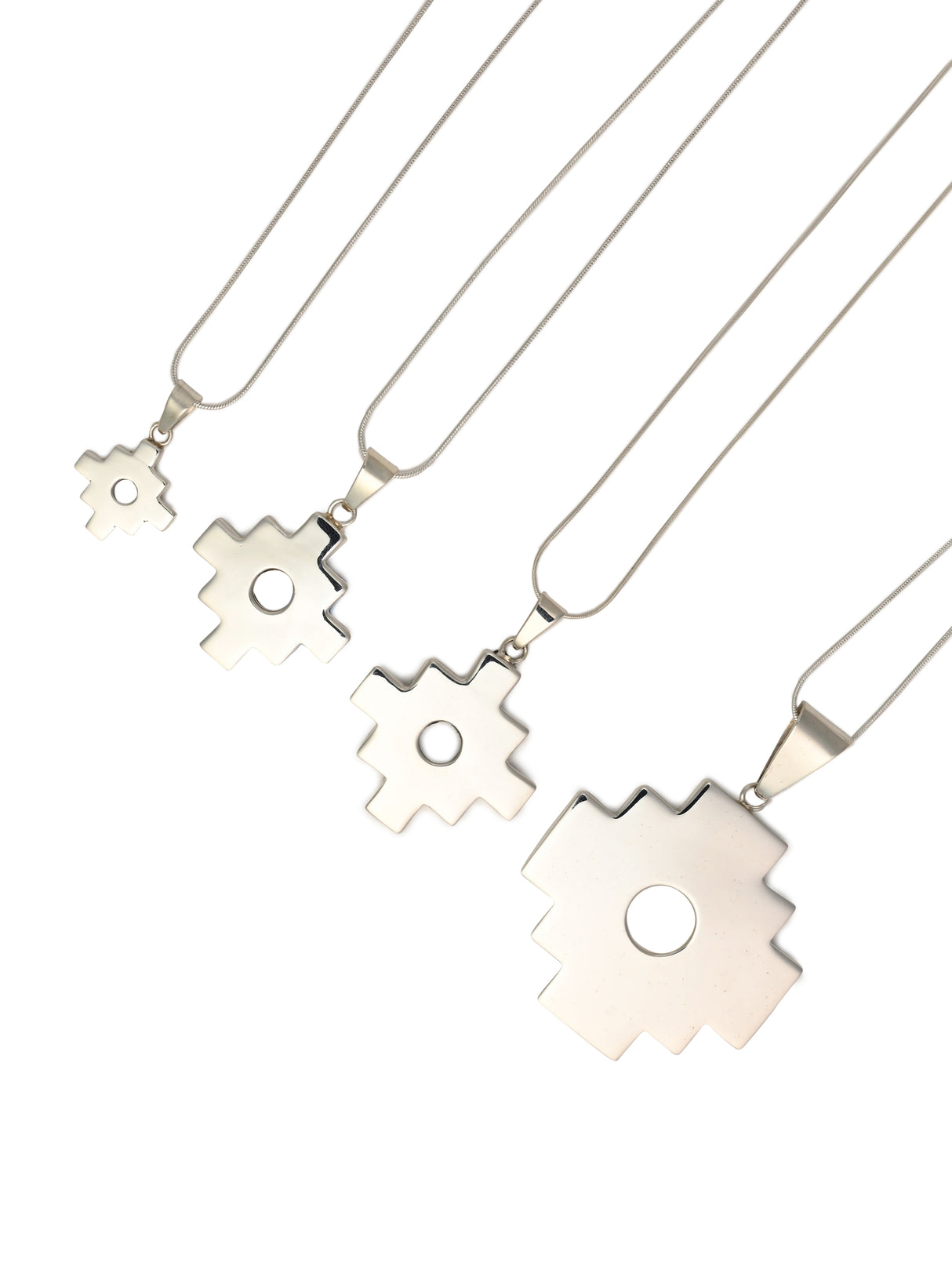Peruvian Chakana Pendant Necklace - 950 Sterling Silver | j10-044 | j0496 | j0141-19.5"ch | j0142