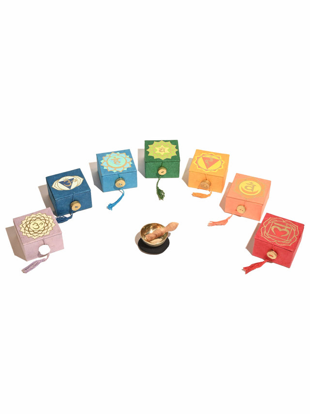 Singing Bowl Gift Set Set of 7 Chakra Mini Meditation Bowls