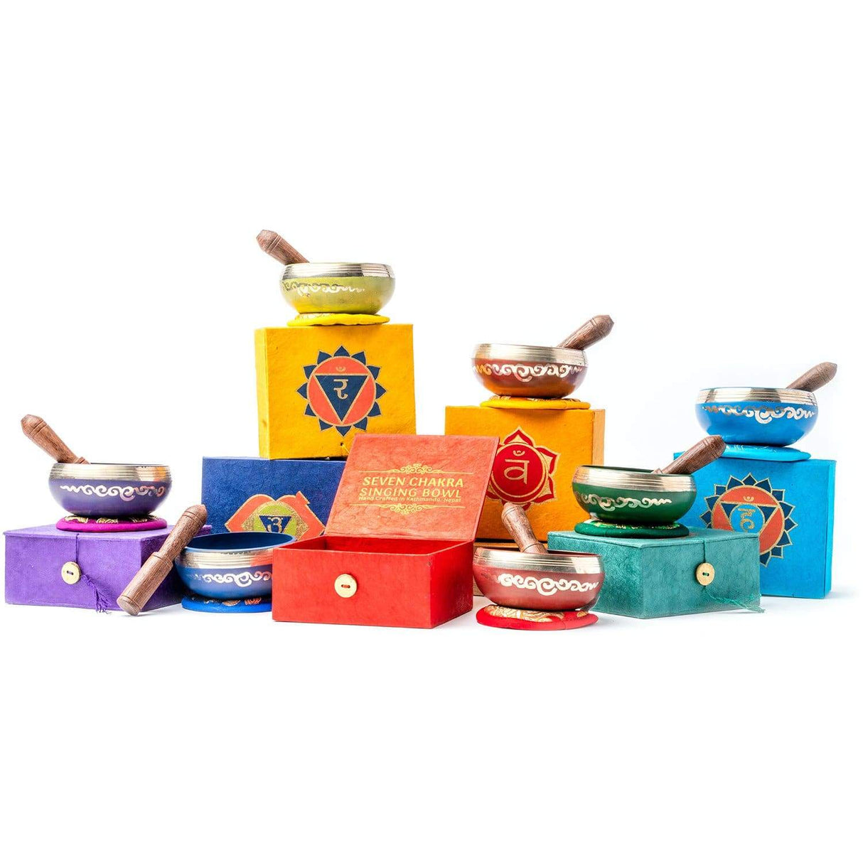 Singing Bowl Gift Set Set of Seven Chakra Singing Bowls in Boxes - 3 inch