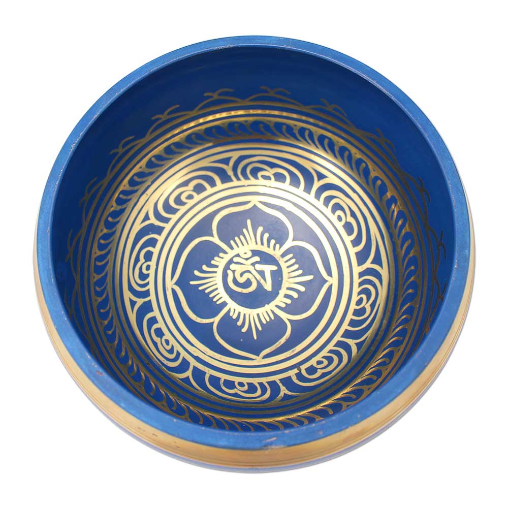 Singing Bowls Om Flower Singing Bowl - Blue - 5.5 inch