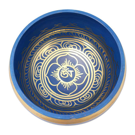 Singing Bowls Om Flower Singing Bowl - Blue - 5.5 inch