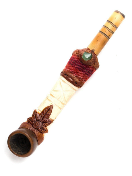 Smoking Pipe Leaf / Medium Peruvian Bone Smoking Pipe