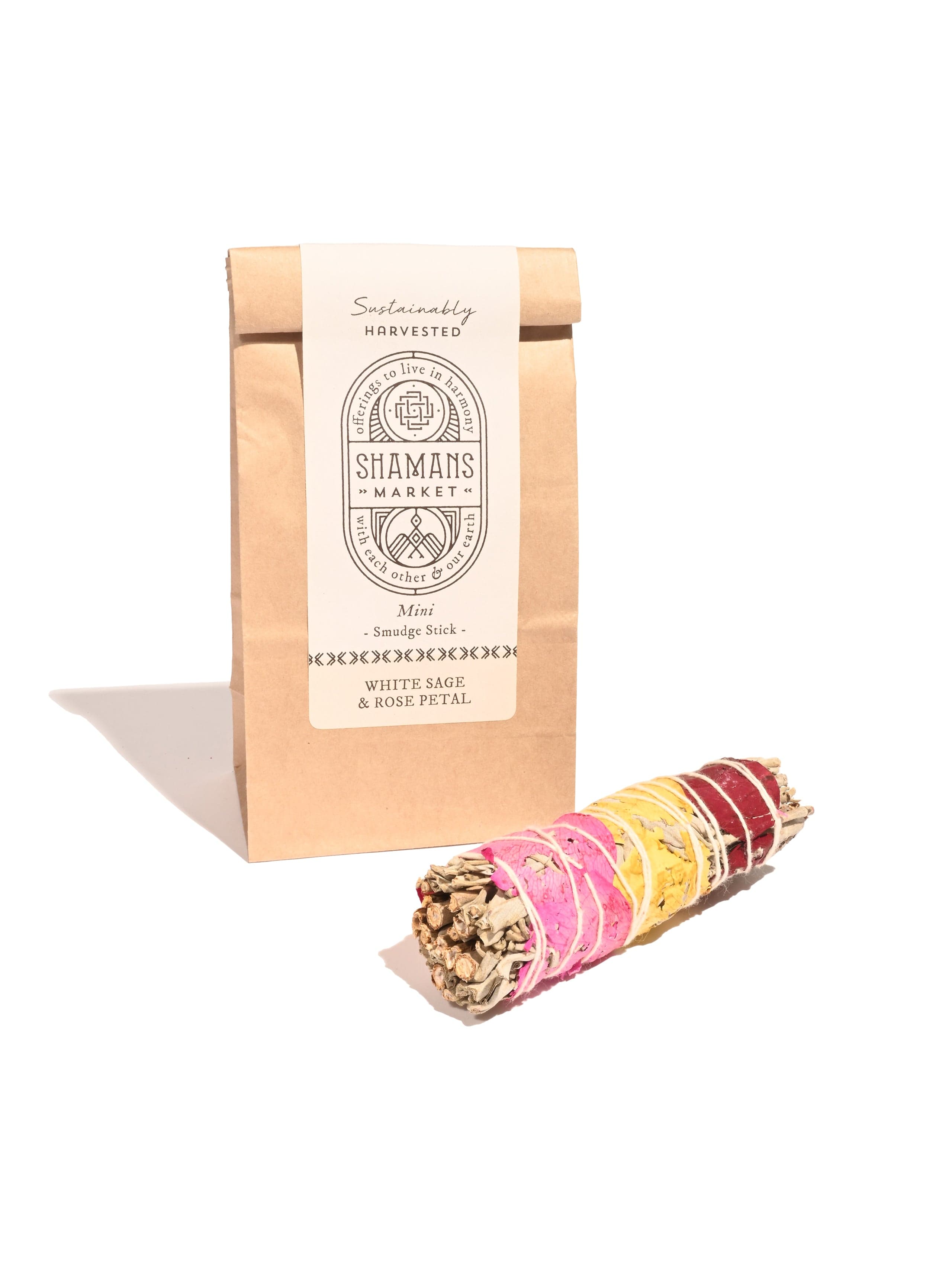 White Sage & Rose Petal Smudge Stick - Shamans Market