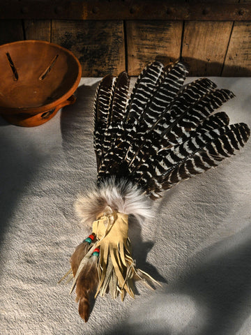 Sacred Prayer Feather Fan with Quartz