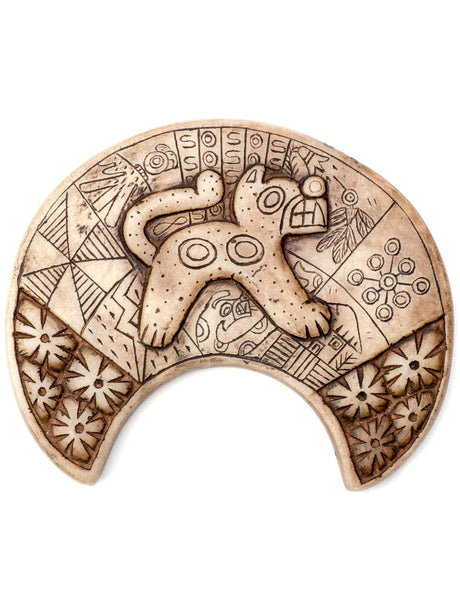 Stone Carving Andean Symbology Tile - Crescent Jaguar