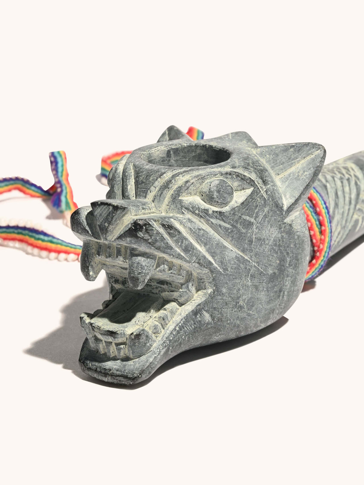 Ceremonial Stone Carved Pipe - 12 inch