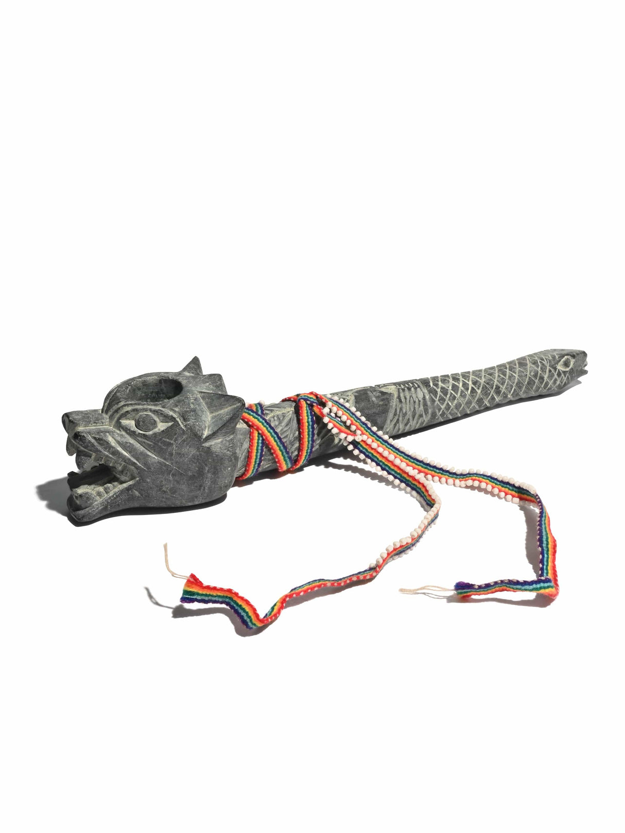 Ceremonial Stone Carved Pipe - 12 inch