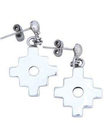 Stud Earrings 950 Sterling Silver Peruvian Chakana Stud Earrings