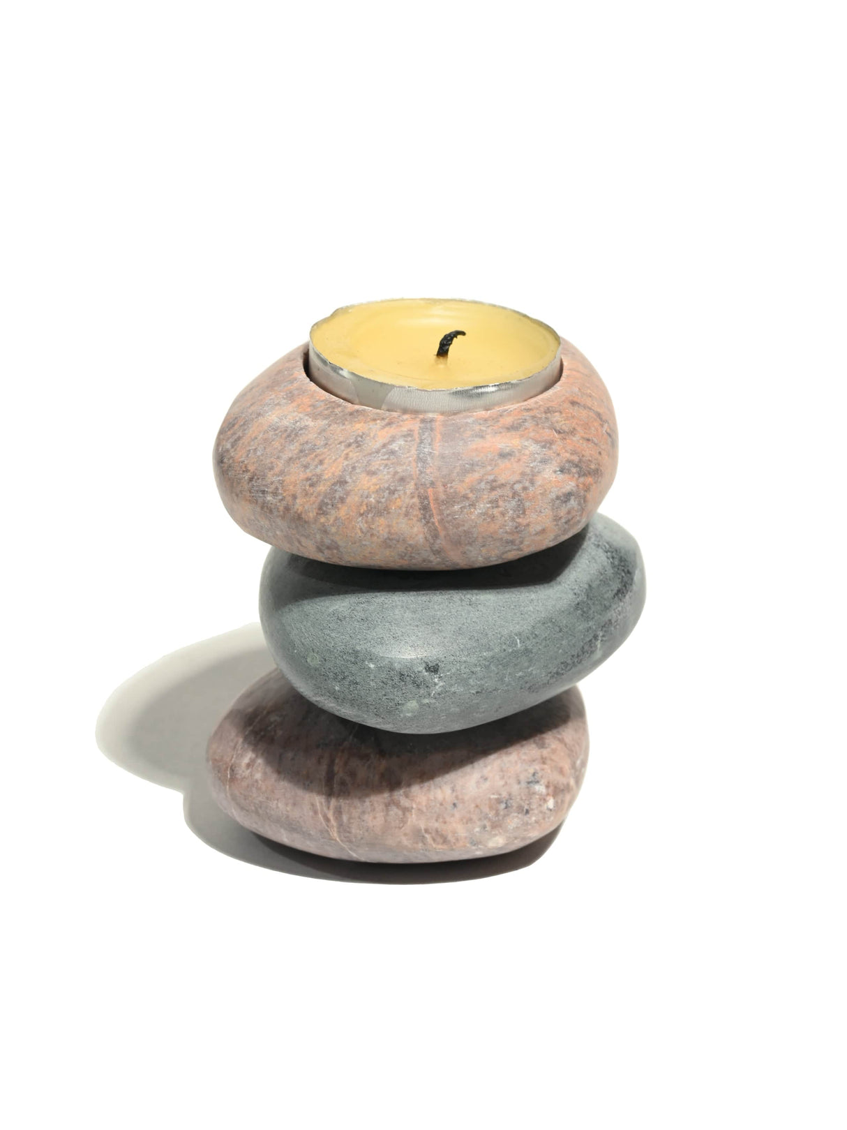 Stacked Stone Tea Light Holder
