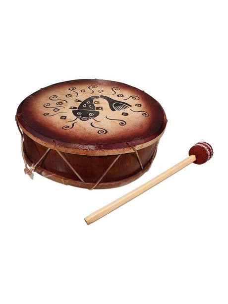 Two Sided Hand Drums Catfish Peruvian Round Two-Sided Hand Drum -9-10 in