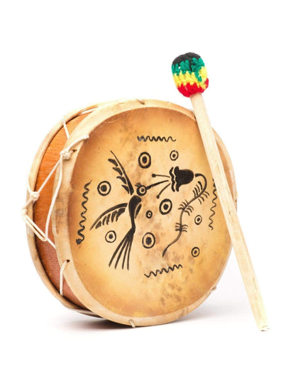 Two Sided Hand Drums Kintu Peruvian Round Two-Sided Hand Drum - 8 in