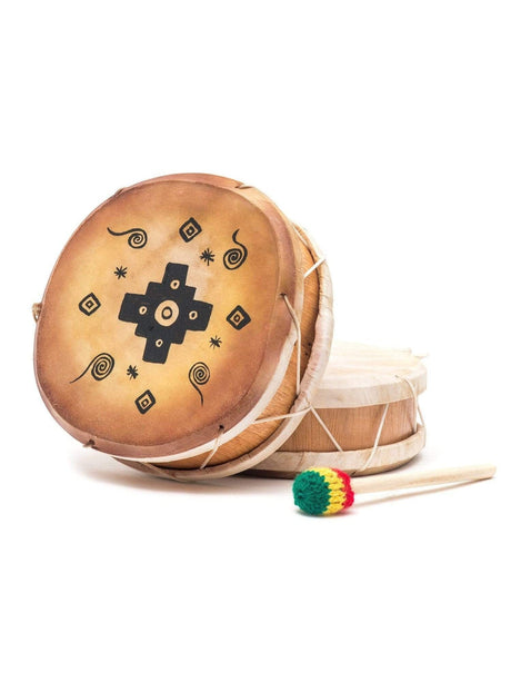 Two Sided Hand Drums Peruvian Round Two-Sided Hand Drum - 8 in