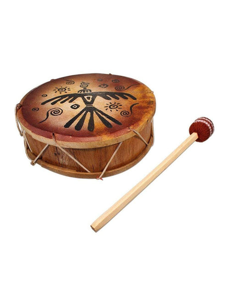 Two Sided Hand Drums Peruvian Round Two-Sided Hand Drum - 8 in