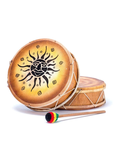 Two Sided Hand Drums Serpent Duo Peruvian Round Two-Sided Hand Drum -9-10 in