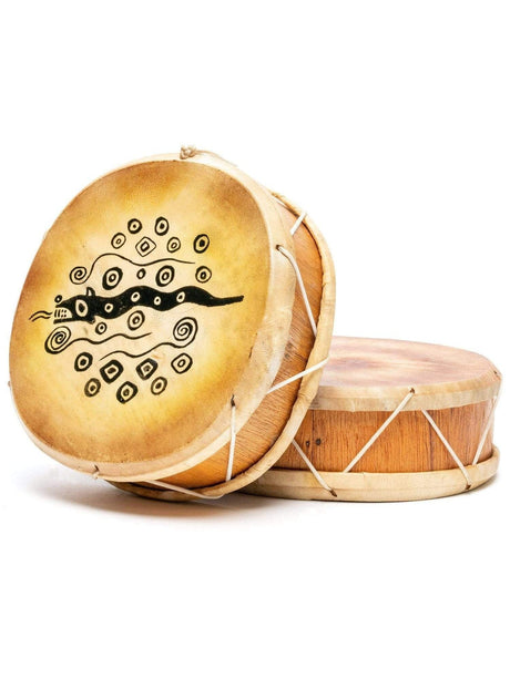 Two Sided Hand Drums Serpent Peruvian Round Two-Sided Hand Drum - 8 in