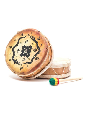 Two Sided Hand Drums Sun Moon Peruvian Round Two-Sided Hand Drum - 8 in