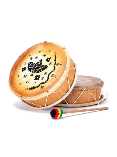 Two Sided Hand Drums Sun Moon Peruvian Round Two-Sided Hand Drum -9-10 in