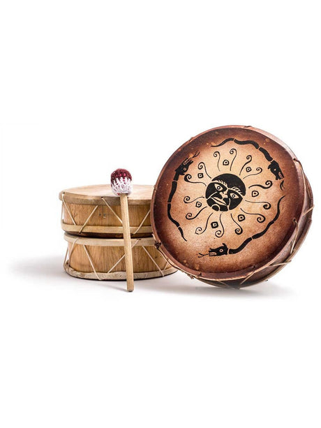 Two Sided Hand Drums Sun Serpent Peruvian Round Two-Sided Hand Drum -9-10 in