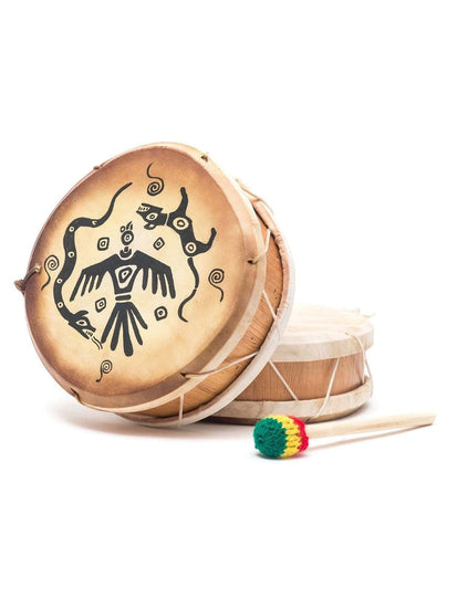 Two Sided Hand Drums Totem Trio Peruvian Round Two-Sided Hand Drum - 8 in