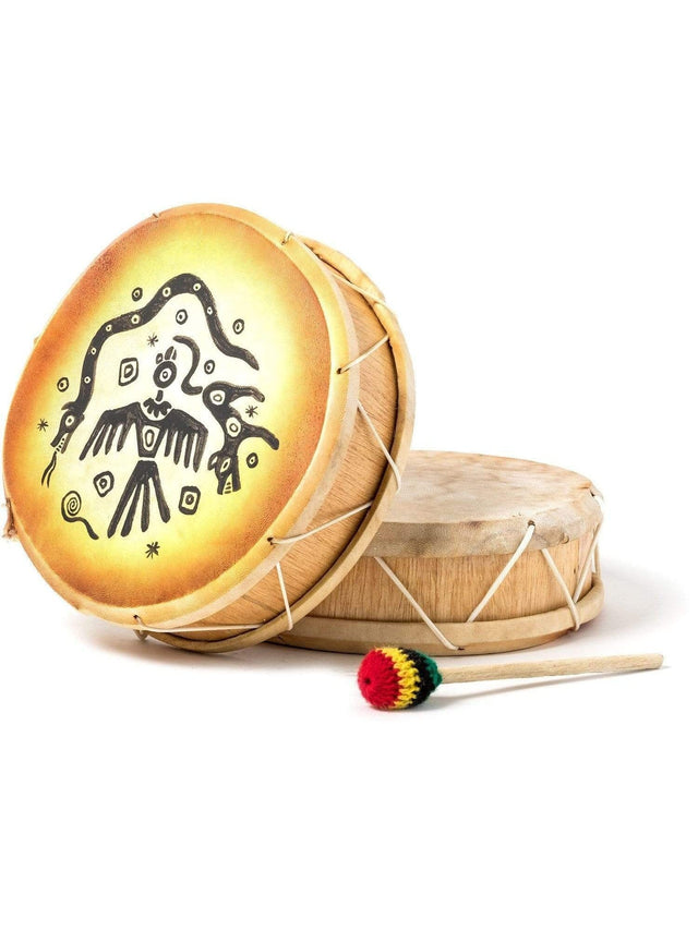 Two Sided Hand Drums Totem Trio Peruvian Round Two-Sided Hand Drum -9-10 in