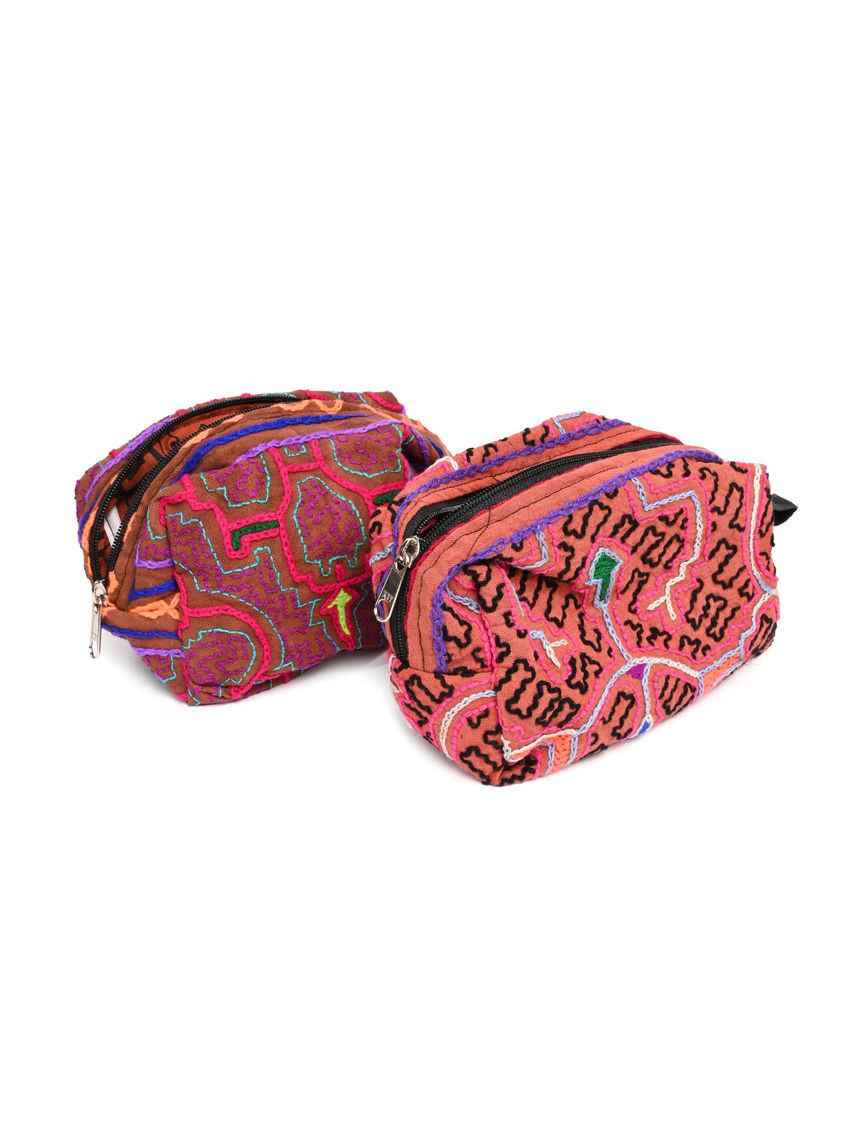 Shipibo Embroidered Cube Zipper Pouch