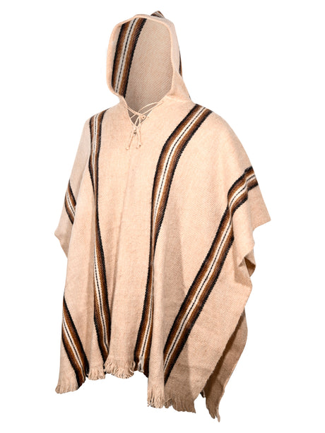 Bolivian "Illimani" Poncho with Hood | txp0117-M-Tan